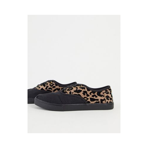 Черные кроссовки на шнуровке с леопардовым принтом Toms
