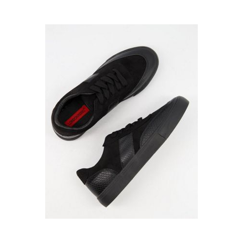 Черные кроссовки на шнуровке с полосками по бокам London Rebel