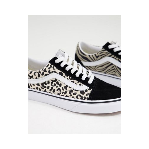 Черные кроссовки с разноцветным леопардовым принтом Vans Old Skool Safari-Черный цвет