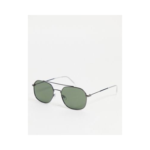 Черные квадратные солнцезащитные очки с надбровной планкой Selected Homme-Черный цвет