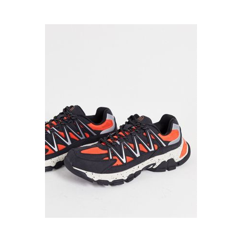 Черные и оранжевые кроссовки для бега на толстой подошве со светоотражающей отделкой Bershka Разноцветный