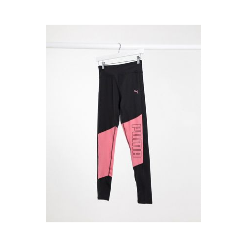 Черные леггинсы длины 7/8 с розовыми вставками Puma Training-Черный цвет