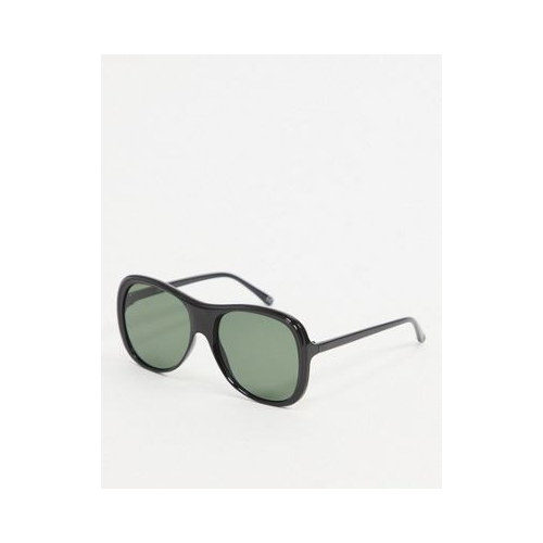Черные солнцезащитные очки-авиаторы в стиле oversized в оправе из переработанного пластика ASOS DESIGN-Черный цвет