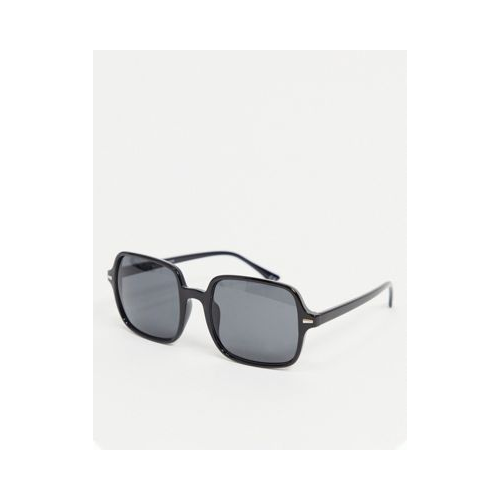 Черные солнцезащитные очки в квадратной массивной оправе из пластика ASOS DESIGN-Черный цвет
