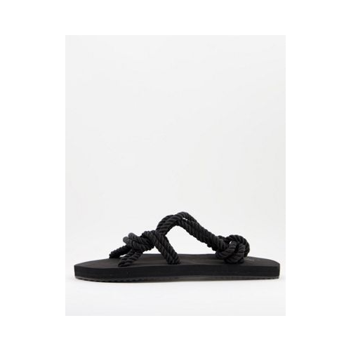 Черные сандалии с веревочной отделкой ASOS DESIGN-Черный цвет