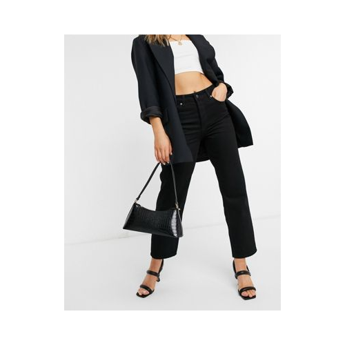 Черные прямые джинсы с завышенной талией Selected Femme Kate-Черный цвет