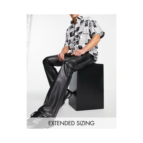 Черные расклешенные джинсы из искусственной кожи ASOS DESIGN-Черный цвет