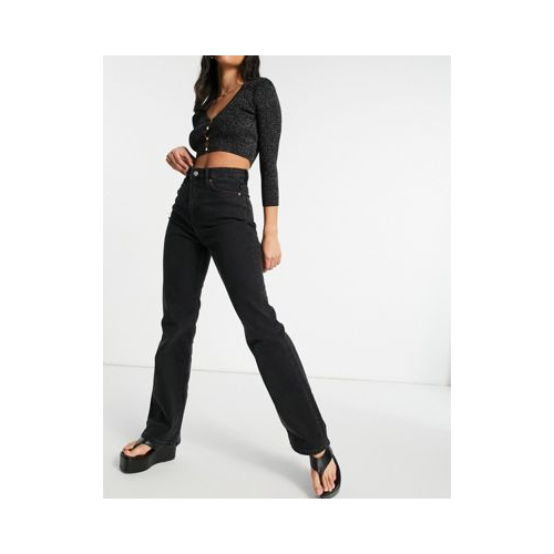 Черные расклешенные джинсы из органического хлопка Monki Kaori-Черный цвет