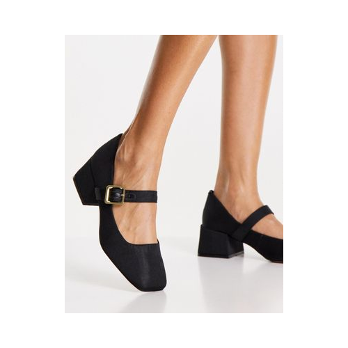 Черные туфли Мэри Джейн на блочном каблуке ASOS DESIGN Sadie-Черный цвет