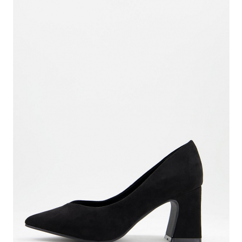 Черные туфли на каблуке с заостренным носком Simply Be Extra Wide Fit-Черный цвет
