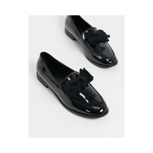 Черные туфли на плоской подошве с бантом ASOS DESIGN-Черный цвет