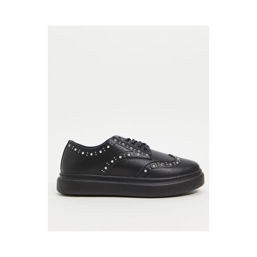 Черные туфли на плоской подошве с заклепками ASOS DESIGN Marie-Черный цвет