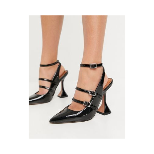 Черные туфли с пряжками на высоком каблуке ASOS DESIGN Parry-Черный цвет
