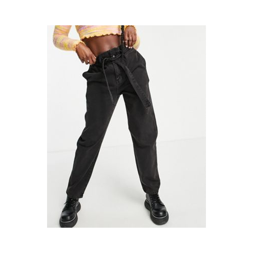 Черные выбеленные джинсы с присборенной талией Bolongaro Trevor-Черный цвет
