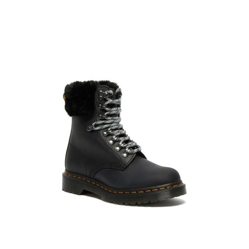 Черные высокие ботинки на плоской подошве со шнуровкой и манжетами Dr Martens 1460 Serena-Черный цвет