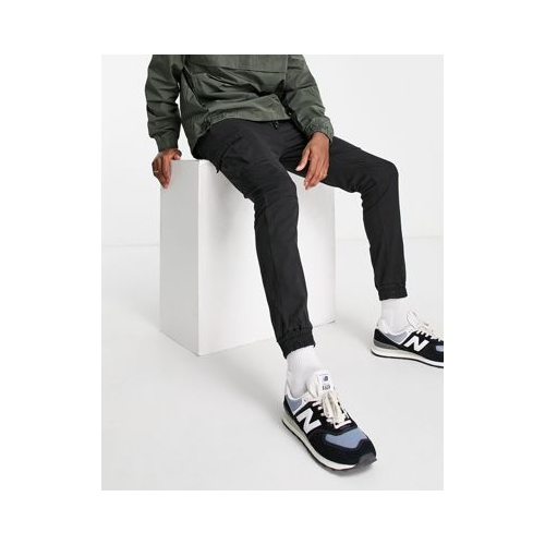 Черные зауженные брюки карго с манжетами Soul Star-Черный цвет