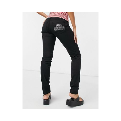 Черные зауженные джинсы с логотипом сзади Love Moschino-Черный цвет