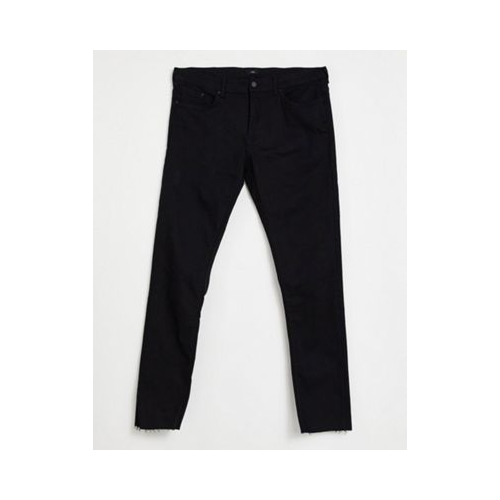 Черные зауженные джинсы с необработанным низом штанин River Island-Черный цвет