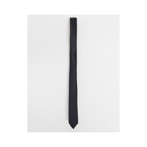 Черный атласный узкий галстук ASOS DESIGN-Черный цвет
