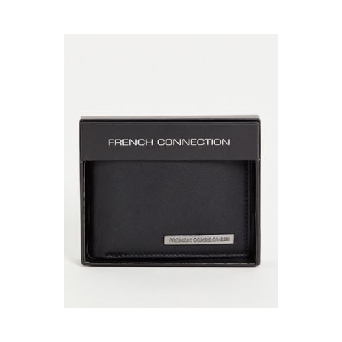 Черный бумажник классического складного дизайна с металлической планкой French Connection-Черный цвет