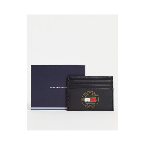 Черный кожаный кошелек для пластиковых карт с логотипом с подписью Tommy Hilfiger-Черный цвет