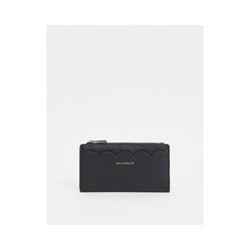 Черный кожаный кошелек с фигурным краем Paul Costelloe-Черный цвет