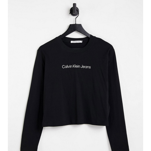 Черный лонгслив с логотипом Calvin Klein Jeans Plus Institutional
