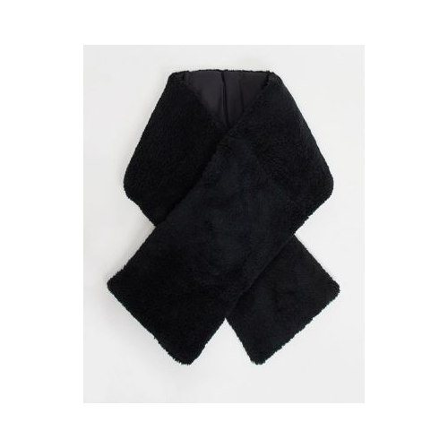 Черный шарф из искусственного меха ASOS DESIGN-Черный цвет