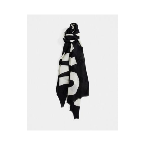 Черный шарф с большим логотипом Moschino-Черный цвет