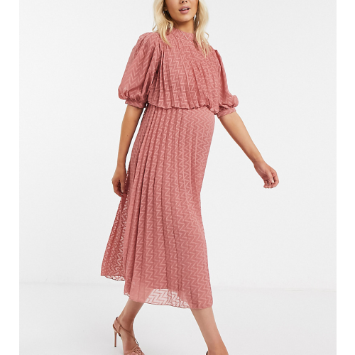 Двухслойное платье миди с плиссировкой ASOS DESIGN Maternity-Розовый цвет