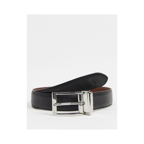 Двусторонний кожаный ремень черного/светло-коричневого цвета с логотипом Polo Ralph Lauren Многоцветный