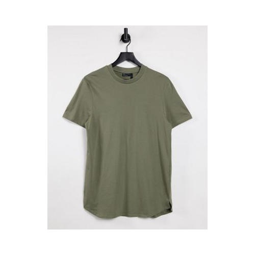 Длинная футболка цвета хаки с разрезами по бокам ASOS DESIGN-Зеленый