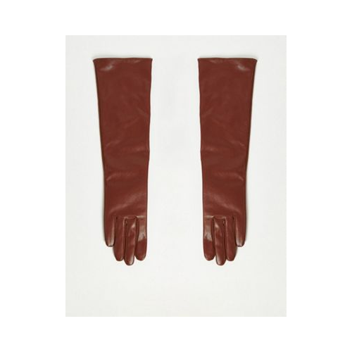 Длинные коричневые перчатки ASOS DESIGN-Коричневый цвет
