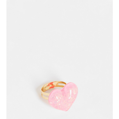 Эксклюзивное розовое кольцо с сердцем с блестками Pieces-Розовый цвет
