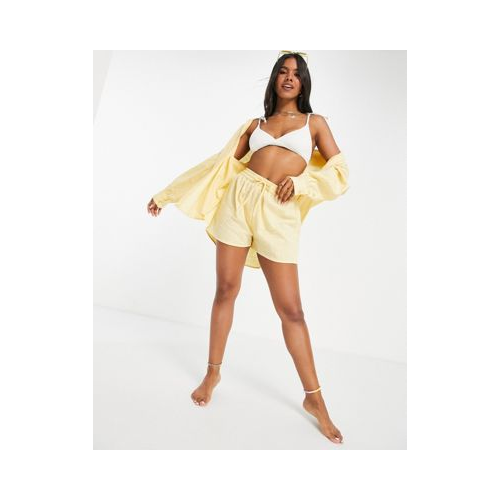 Фактурные пляжные шорты желтого цвета от комплекта ASOS DESIGN