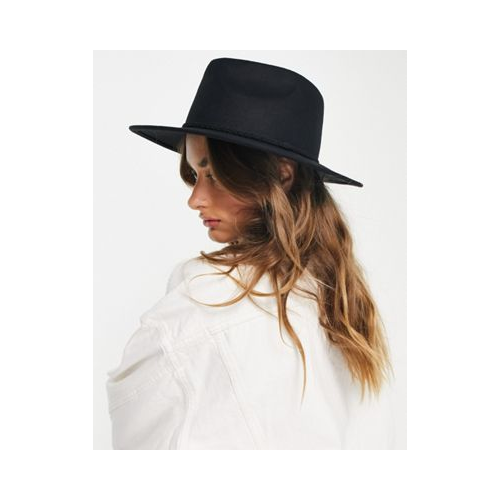 Фетровая шляпа с плетеным ремешком ASOS DESIGN-Черный цвет
