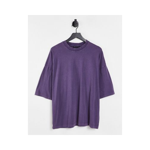 Фиолетовая oversized-футболка из смесового органического хлопка с эффектом кислотной стирки ASOS DESIGN-Фиолетовый цвет