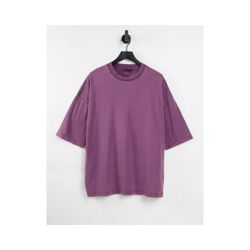 Фиолетовая oversized-футболка из смесового органического хлопка с эффектом кислотной стирки ASOS DESIGN-Коричневый цвет