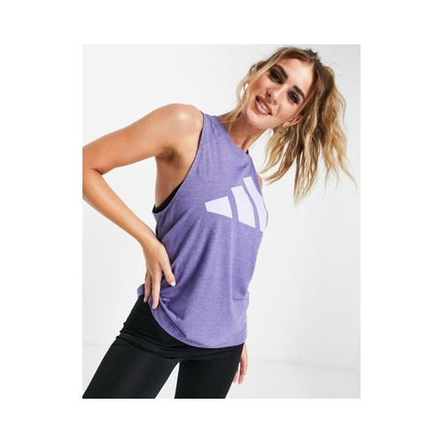 Фиолетовый спортивный топ-майка с крупным логотипом adidas Training-Фиолетовый цвет