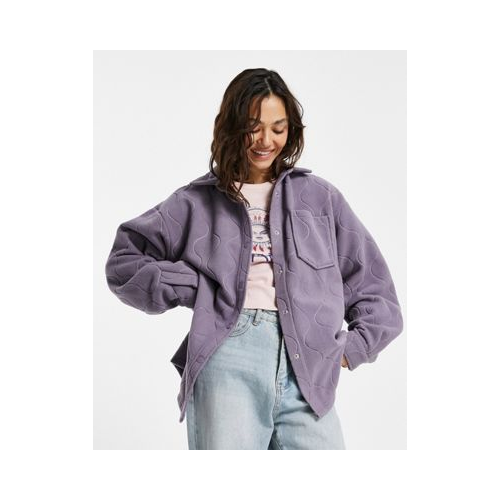 Флисовая куртка-рубашка пыльно-сиреневого цвета с волнистым стеганым узором от комплекта ASOS DESIGN-Фиолетовый