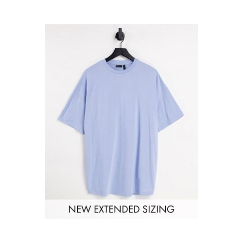 Голубая меланжевая oversized-футболка из смесового органического материала с круглым вырезом ASOS DESIGN
