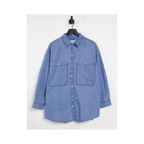 Голубая джинсовая oversize-рубашка из органического хлопка Monki Allison