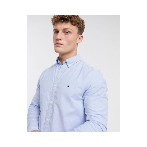 Голубая эластичная оксфордская рубашка Tommy Hilfiger Синий