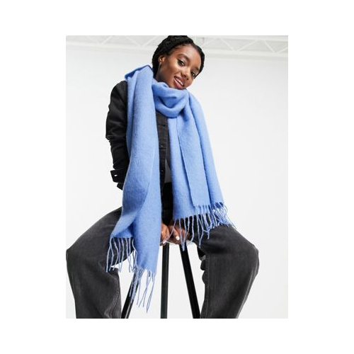 Голубой мягкий длинный шарф из ткани с кисточками ASOS DESIGN