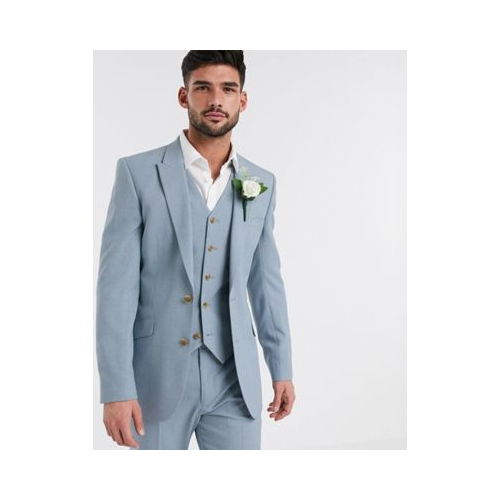 Голубой приталенный пиджак ASOS DESIGN wedding