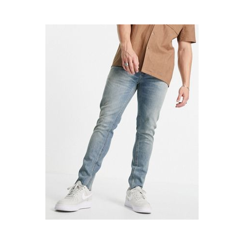 Голубые джинсы скинни в винтажном стиле американской классики с необработанной кромкой ASOS DESIGN Cone Mill Denim