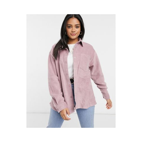 Куртка-рубашка в стиле oversized из флиса ASOS DESIGN Розовый