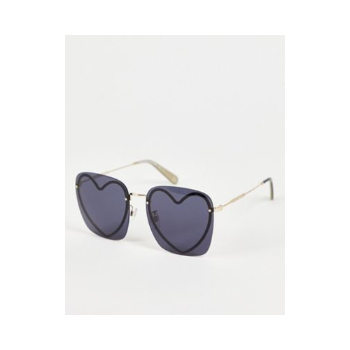 Квадратные солнцезащитные очки черного цвета с сердечками Marc Jacobs 493/S