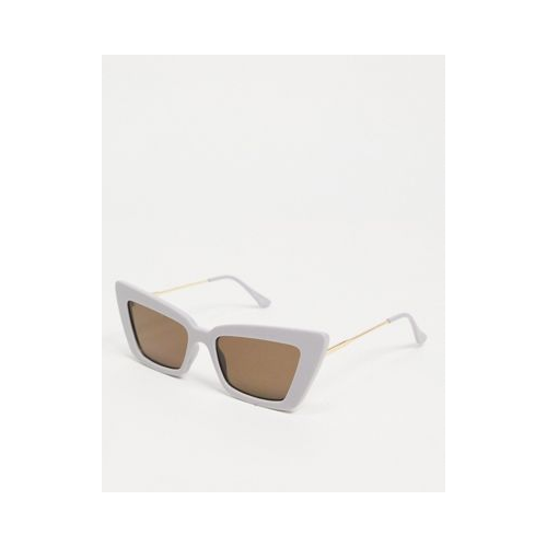 Квадратные солнцезащитные очки «кошачий глаз» в серой оправе с трубчатыми дужками ASOS DESIGN