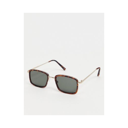 Квадратные солнцезащитные очки с узкой черепаховой оправой и дымчатыми стеклами ASOS DESIGN-Коричневый цвет